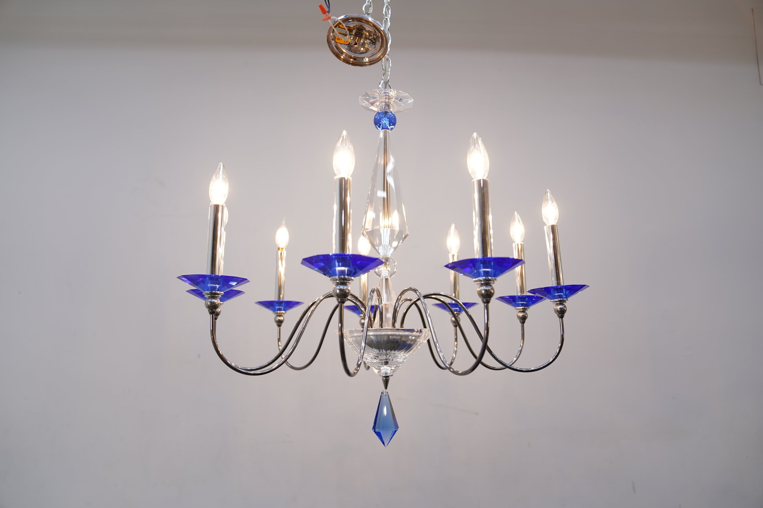 Jasmine 9 Light Silver & Crystal Schonbek Chandelier | Rebound